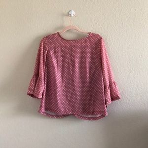 🌃 Pink Polka Dot Sheer Blouse